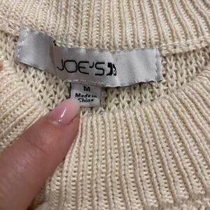 Joe's Jeans Cream Ribbed Crew Neck Sweater